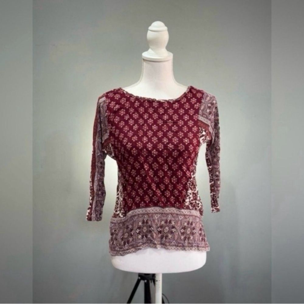 CLEARANCE! Burgundy Lucky Brand Peasant Top Size XS EUC